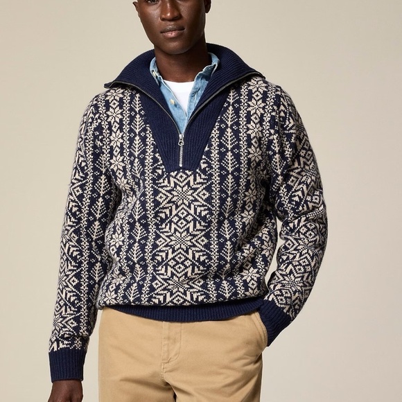 J. Crew Other - NWT J. Crew Fair Isle Lambswool Half-Zip Sweater S